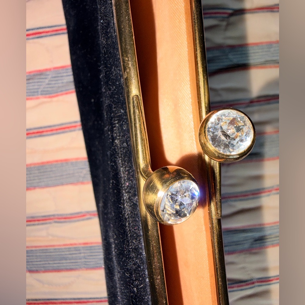 Vintage Chic Black Velvet Clutch with Gold/Rhinestone Snap Closure.